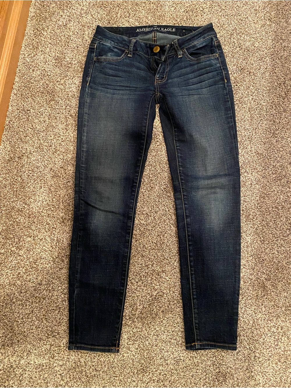 American Eagle Women's Super Stretch Jegging Blue Skinny Jeans 0 short